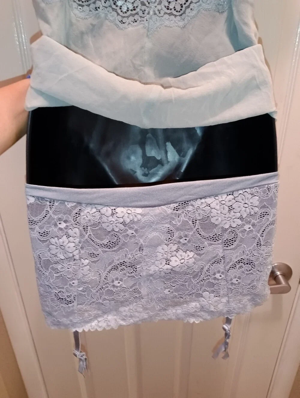 NWT Victoria's Secret Vintage Garter & Lace Trim Chemise  - Light Sage